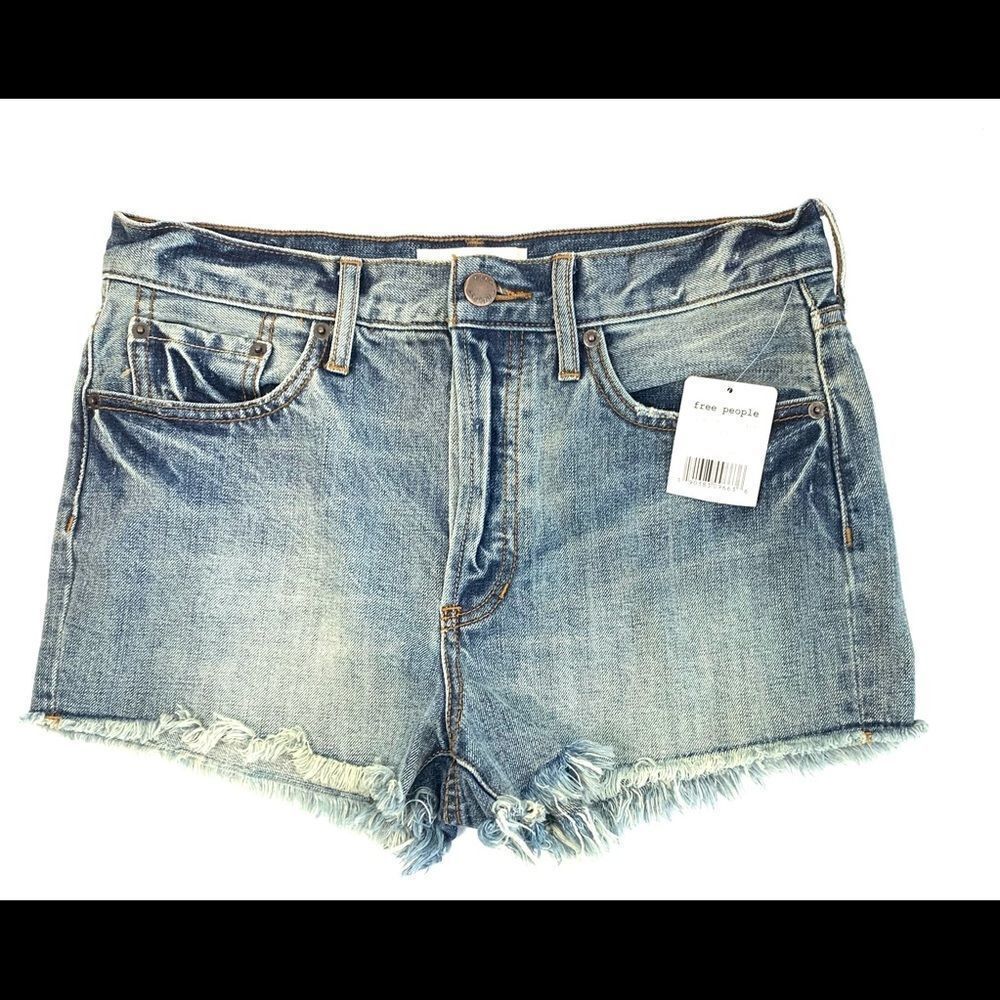 Free People Cut Off High Rise Frayed Camp Shorts - Picture 5 of 11